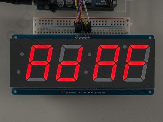 Cijferdisplay 4-Digit 7-Segments Rood 3,05cm + I2C backpack - Adafruit